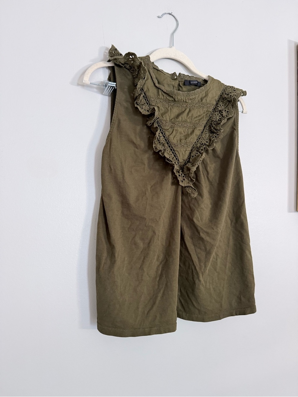 Jcrew Eyelet Ruffle Front Top - Picture 2 of 7